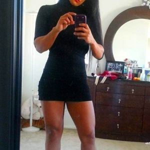 Bebe black stretch bodycon high neck dress